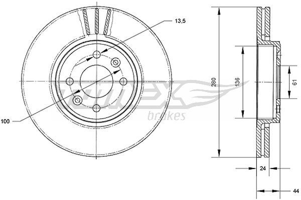 TOMEX BRAKES stabdžių diskas TX 70-22